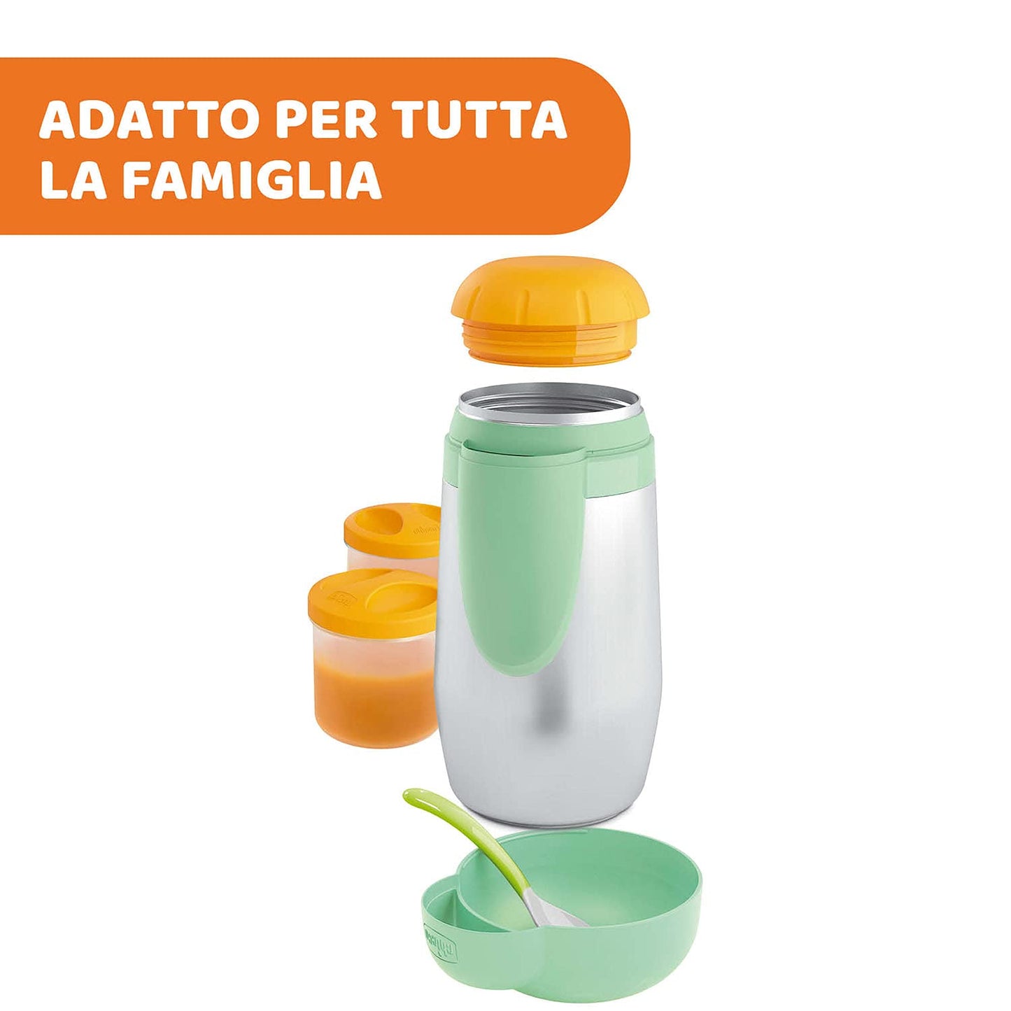 Portapappa Termico In Acciaio Inox Con Due Contenitori, Contenitore Per Alimenti E Bevande, ‎Verde, ‎13 x 13 x 23 cm; 980 grammi