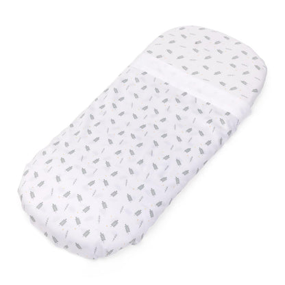 Chicco Set Lenzuola Universali per Navicella, 100% Bambù, Bianco con Motivo Greenery, 36 x 79 cm, Lenzuolo con Angoli e Superiore