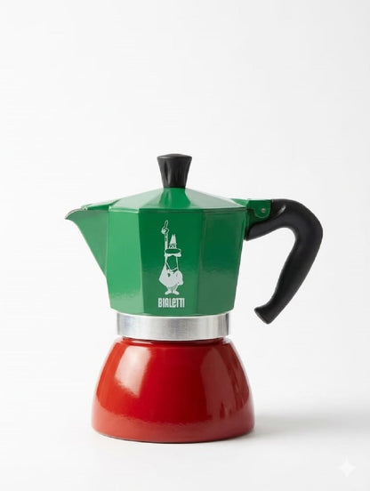 BIALETTI Moka Induction Italia Tricolore 4 Tazze | Caffettiera con base in Acciaio adatta ai Piani ad Induzione
