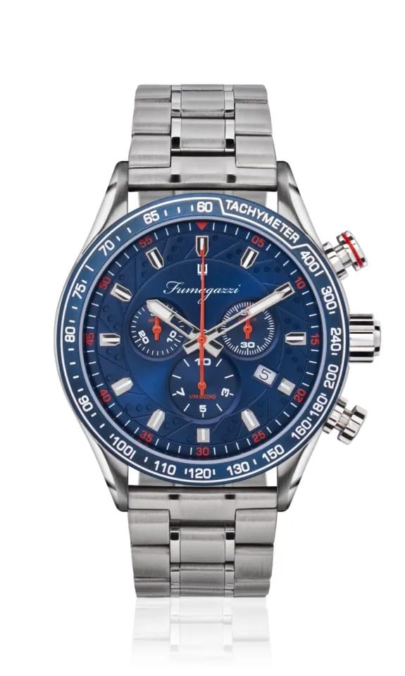 Generico FU097 Orologio da Polso Fumagazzi - Lunatico Luna Blu Acciaio, ø 44 mm, Cinturino Acciaio Solido, Movimento Ronda 5040D, Water Resistant 10 atm