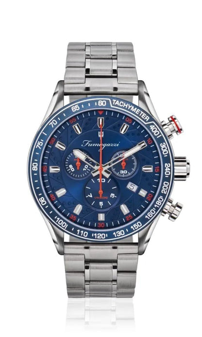 Generico FU097 Orologio da Polso Fumagazzi - Lunatico Luna Blu Acciaio, ø 44 mm, Cinturino Acciaio Solido, Movimento Ronda 5040D, Water Resistant 10 atm