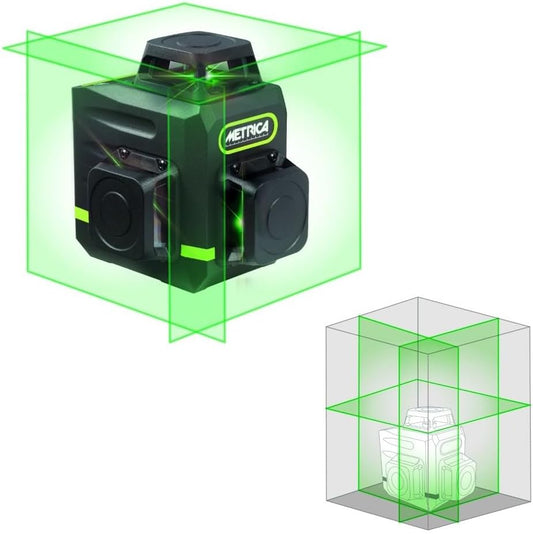 METRICA 60845 Livella Laser Luce Verde 30-50mt Autolivellante Ricaricabile con Telecomando