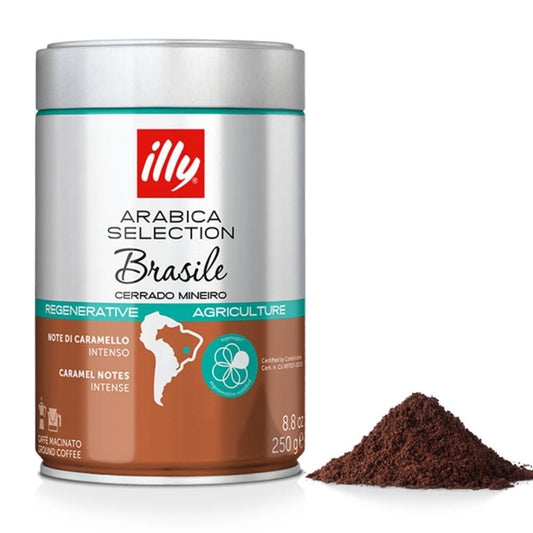 6 Barattoli di Caffè Illy Macinato 250 Grammi Arabica Selection Brasile Cerrado Mineiro Certificato