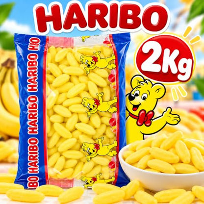HARIBO Banane Gommose Caramelle Morbide a Forma di Banana 2 Kg |  Gusto Banana, Ideali per Feste, Candy Bar e Sweet Table,
