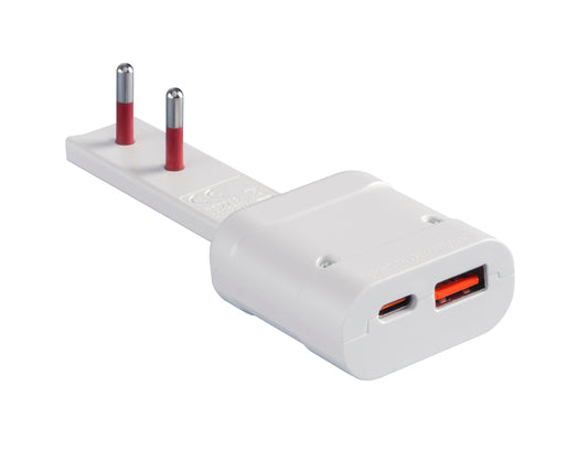 Rosi Caricatore USB/USB-C ultrapiatto 20W Emilia flat 10A Bianco