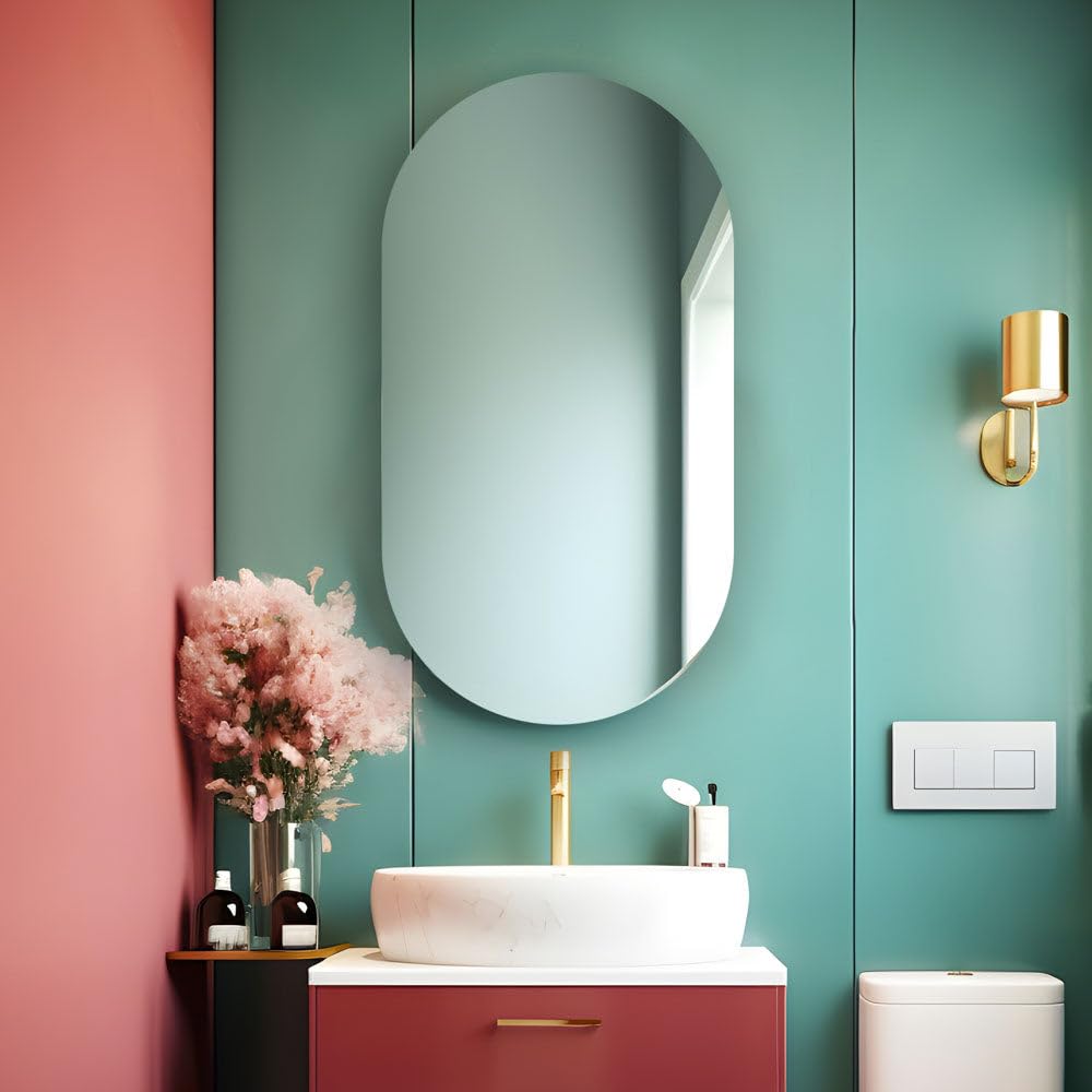 DIVINA HOME Specchio da Bagno Ovale retroilluminato Reversibile Olivia LED 50x90 Made in Italy