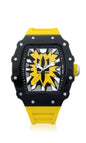 Generico Fumagazzi Orologio da Polso FU276 GuardaQuà, Cassa Nera in Polimero ABS, Cinturino in Silicone Giallo, 43 x 52 mm, Water Resistant 5 ATM