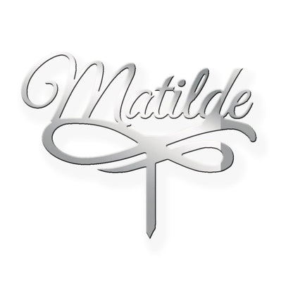 Cake Topper Nome per Torta | Targhetta Decorativa per Torte Personalizzabile in Plexiglass Specchiato, 14 cm di Larghezza