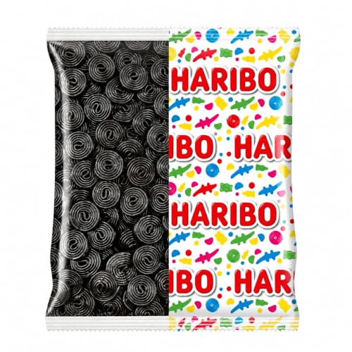 HARIBO Rotelle di Liquirizia Nera Caramelle Gommose 2 Kg | Forma a Spirale, Consistenza Gommosa, Ideali per Candy Bar, Feste ed Eventi