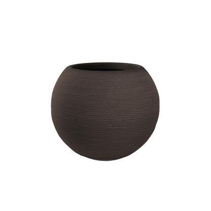 DIVINA GARDEN Vaso in Resina da Esterno Interno per Piante Tondo a Sfera di Design d.40x33h Botticelli Marrone