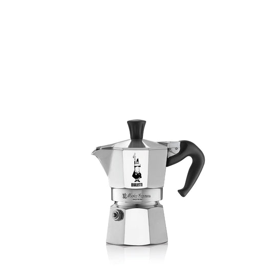 Bialetti Caffettiera Moka Express 2 Tazze, Manico anti scottatura, Non adatta a induzione, (90 ml), Alluminio