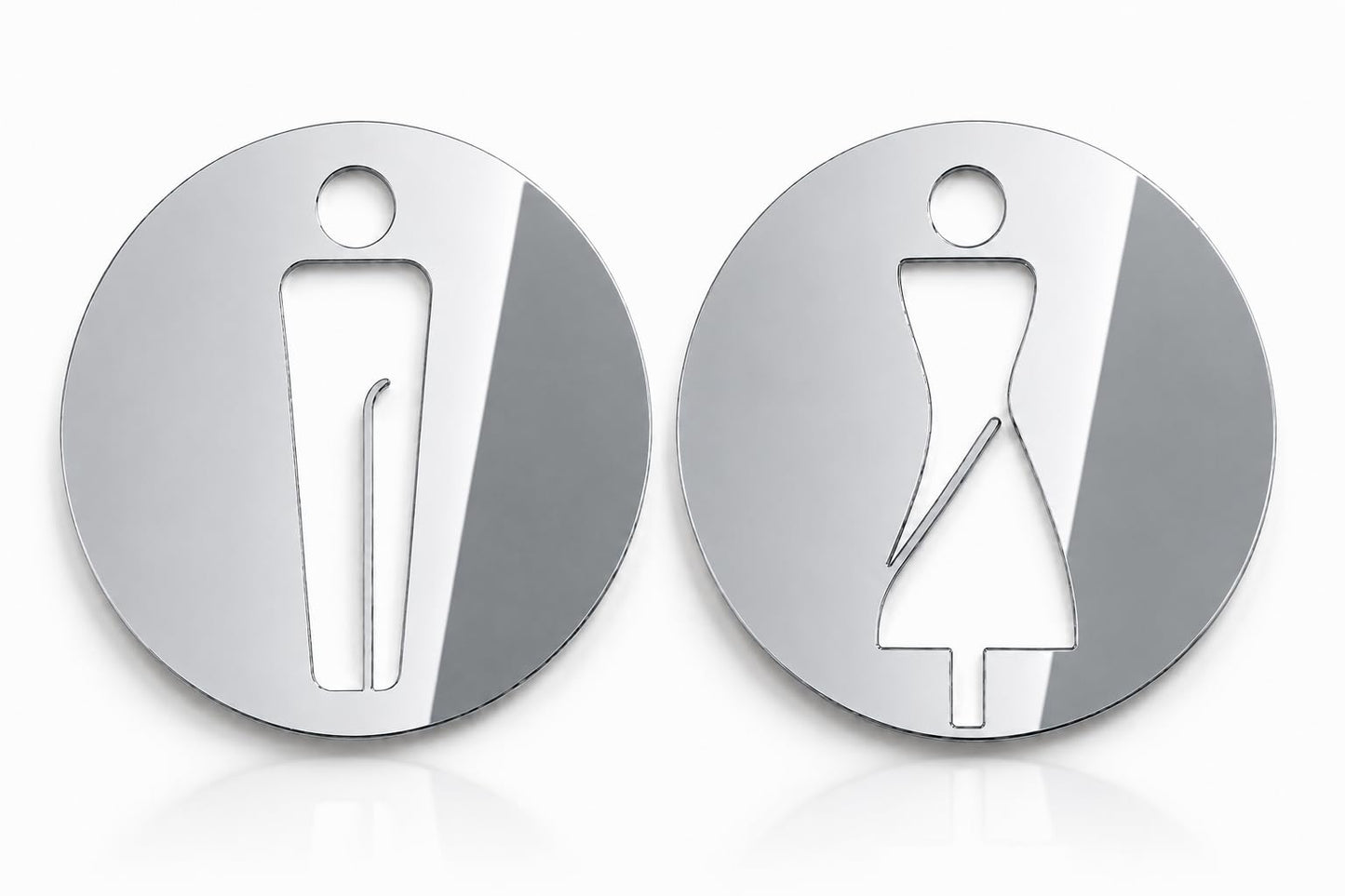 Cartello WC Pittogramma Uomo Donna Cerchio Design Moderno, Forma Circolare, Uomo e Donna, Stile Moderno, Segnaletica Bagno, Finitura Lucida, Autoadesivi