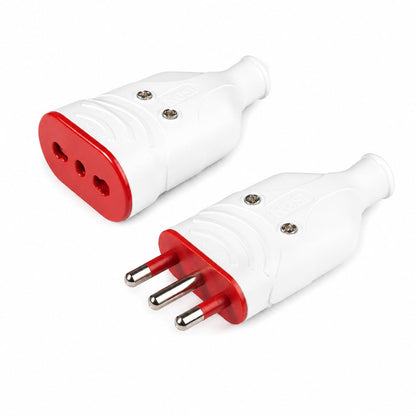 ROSI | Set Spina e Presa Mobile Elaplug, Nero, 10/16A 250V, 2 Poli + Terra, Guscio in Gomma Antischiacciamento, 2 Pezzi