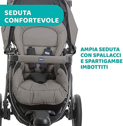 Chicco Trio Activ3 Passeggino Trio 3In1 Sistema Modulare Con Car Kit, Passeggino 3 Ruote, Navicella Neonato E Seggiolino Auto Gruppo 0+, Con Chiusura Pieghevole, Beige, ‎113 x 121.5 x 64 cm, 23.2 Kg