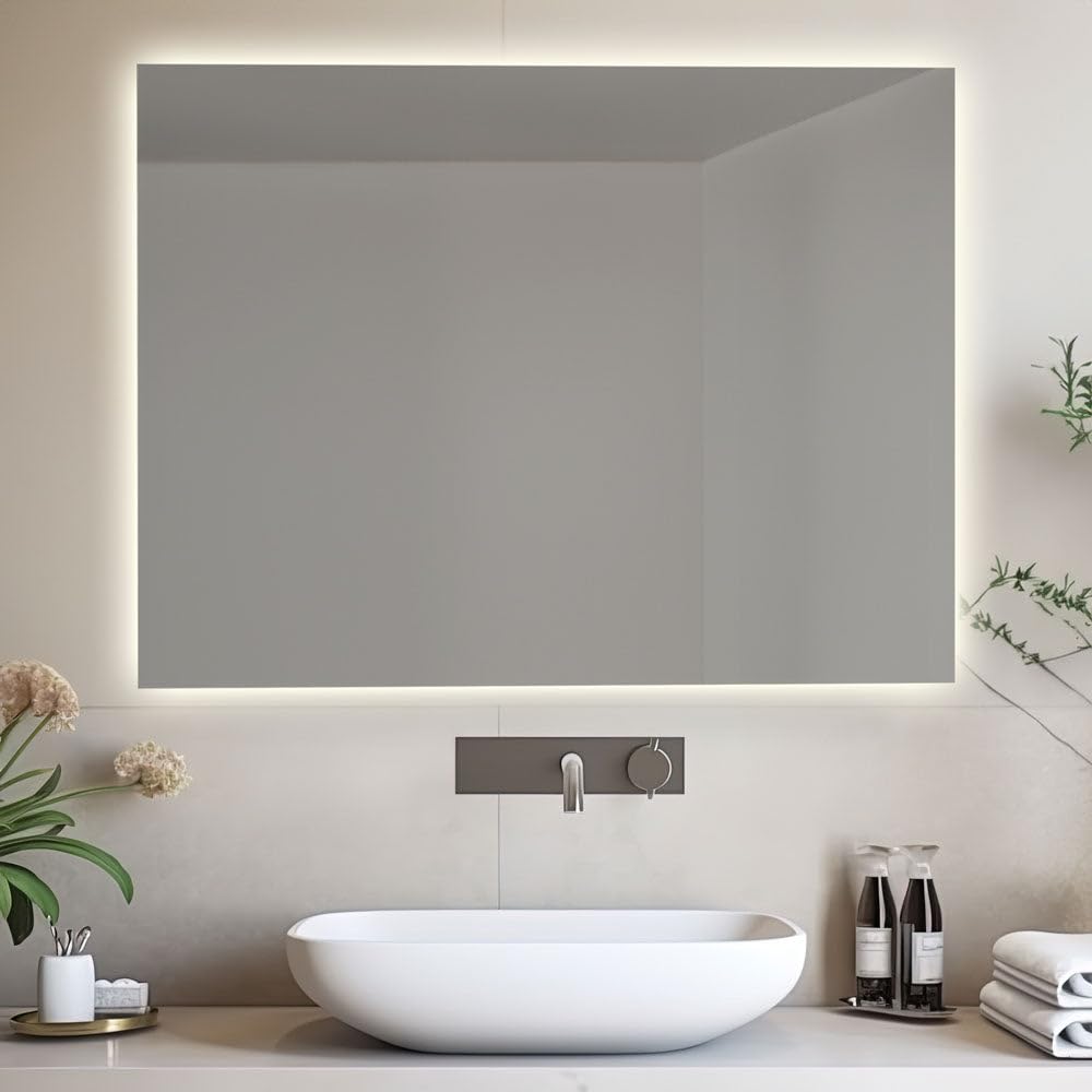 DIVINA HOME Specchio da Bagno retroilluminato Reversibile Aurora LED 70x80 Made in Italy