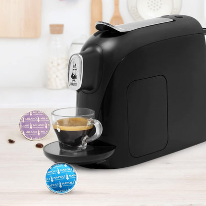 Bialetti Mignon, Macchina Caffè Espresso Incluse 32 Capsule, Funziona esclusivamente con Capsule Bialetti, Nero
