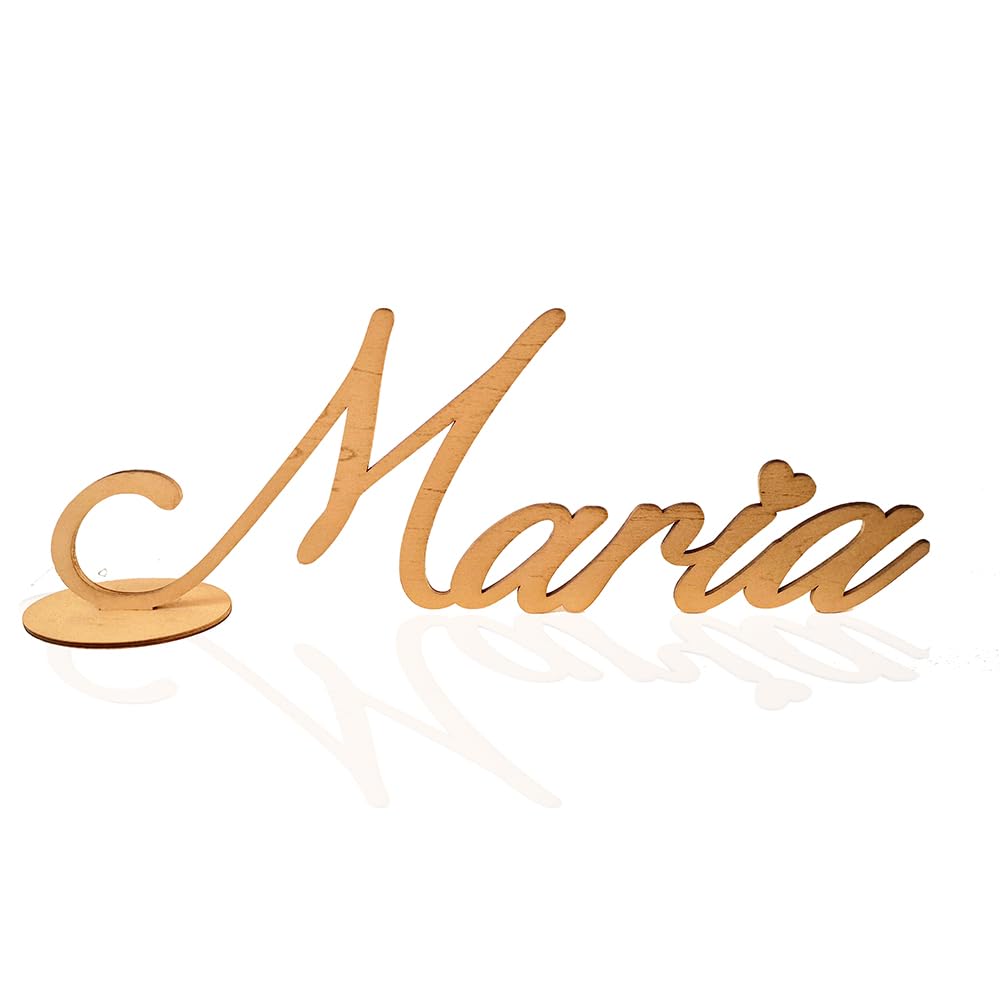 Scritta in Legno Personalizzata | Nome Inciso al Laser 38 cm | Topper per Tavolo Torta, Gadget o Decorazione
