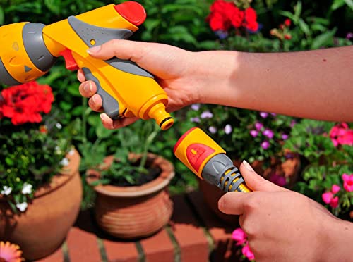 Hozelock Kit Raccordi Rapidi Tubo da Giardino con Ugello 3in1 | 8 Pezzi Connettori 12-15-19mm, con Rubinetto 3/4" e 1" - Lancia Irrigatore con getto Potente