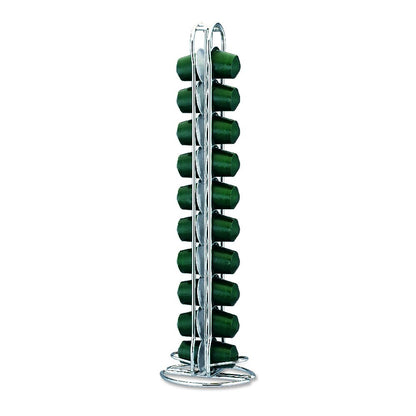 Fackelmann Porta Cialde in Filo per 20 Cialde Nespresso, in Scatola Regalo a 4 Colori, Cialde non Incluse, Argento