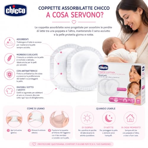 Chicco Coppette Assorbilatte Doppia Confezione 120 Pezzi | Due Confezioni da 6 Coppette