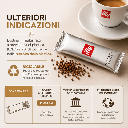 ILLY 200 Caffè Solubile Istantaneo 10 Scatole da 20 Stick di Caffe 100% Arabica, Tostato CLASSICO 25715ME
