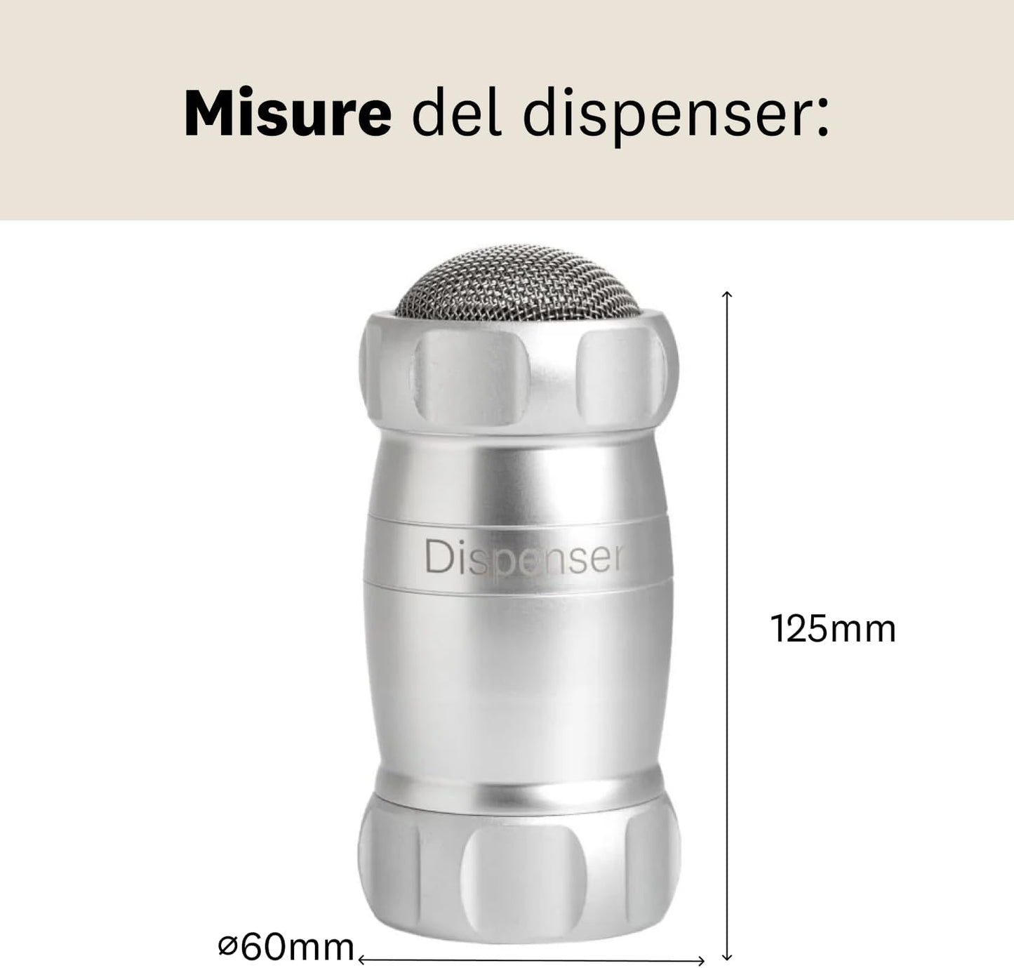 Marcato Spargi Zucchero a Velo, Settaccio da Cucina, Spargicacao in Polvere, anche per Farina e Spezie, in Alluminio, Made in Italy. Modello: Dispenser, Argento