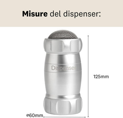 Marcato Spargi Zucchero a Velo, Settaccio da Cucina, Spargicacao in Polvere, anche per Farina e Spezie, in Alluminio, Made in Italy. Modello: Dispenser, Argento