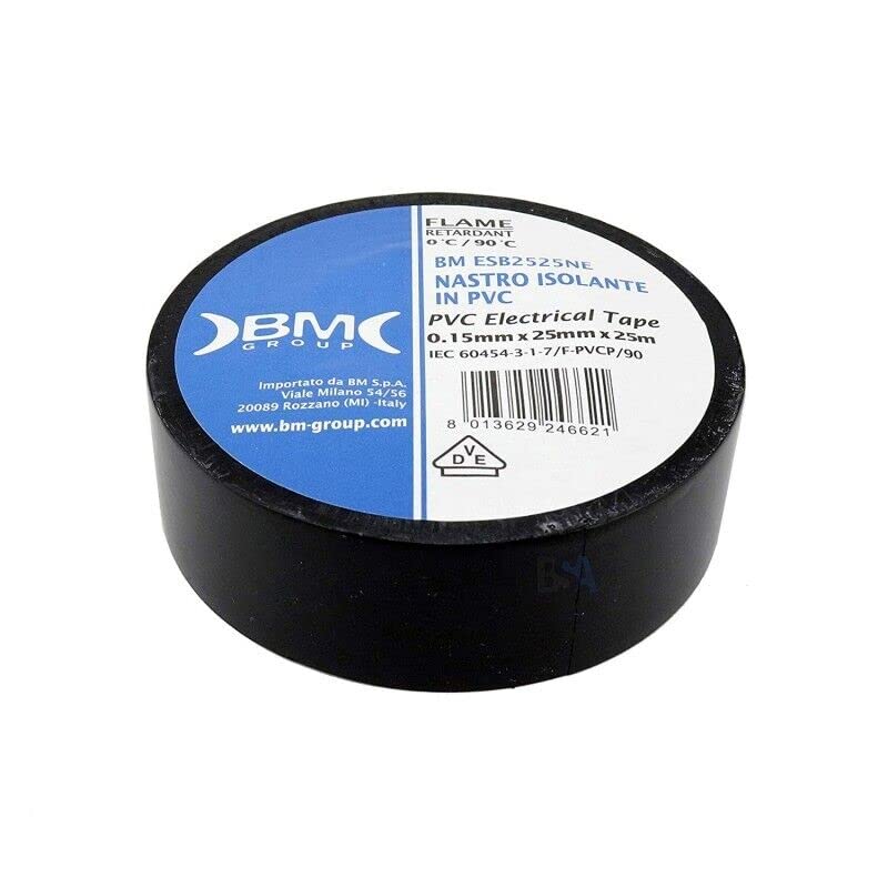 BM Group BETA | Nastro Isolante in PVC Eletrical Tape Nero 0.15mm x 25mm x 25m