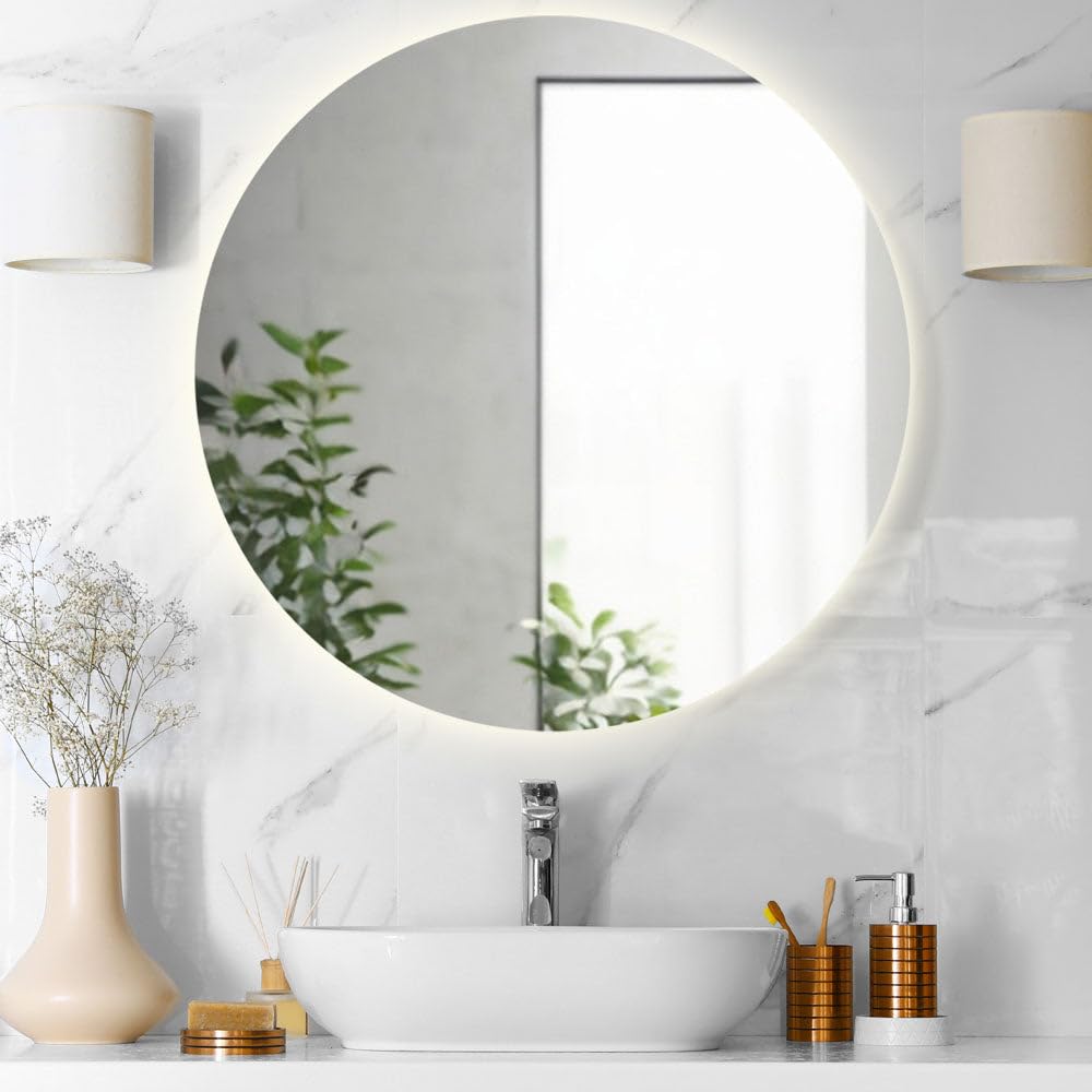 DIVINA HOME Specchio da Bagno Rotondo retroilluminato Tondo d. 80 Luna Made in Italy