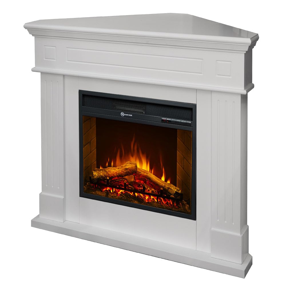 Camino elettrico caminetto da terra ad angolo FORD Bianco L110 x P63 x H102