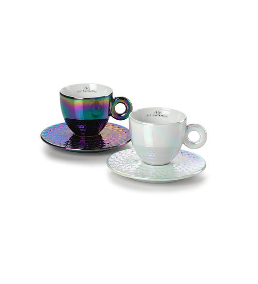 illy 25569 | 2 tazze da Cappuccino Art Collection John Armleder | Set di Due Tazze + Due Piattini Numerati e Firmati