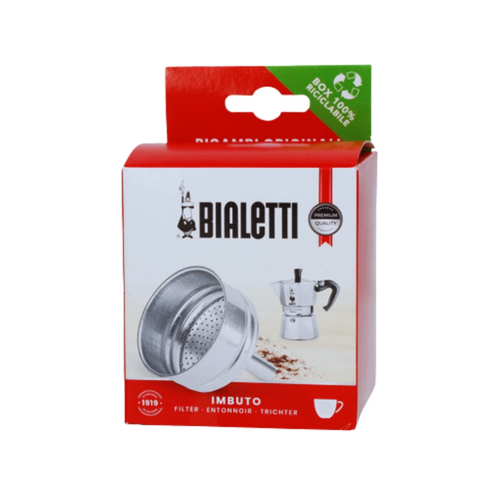 Bialetti Ricambi, Include 1 Filtro a Imbuto, Compatibile con Moka Express, Fiammetta, Break, Happy, Dama, Moka Melody Sport, Alpina, Moka Timer e Rainbow (3 tazze)
