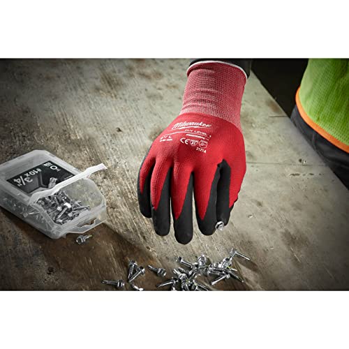 Milwaukee Guanti Resistenti Taglia L Livello 1-4932471417, Nitrile e Nylon, Rosso