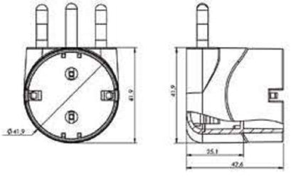 ROSI RS78029 Unika Adattatore Schuko Bianco | 90° Salvaspazio Spina 16A 2P+T S17