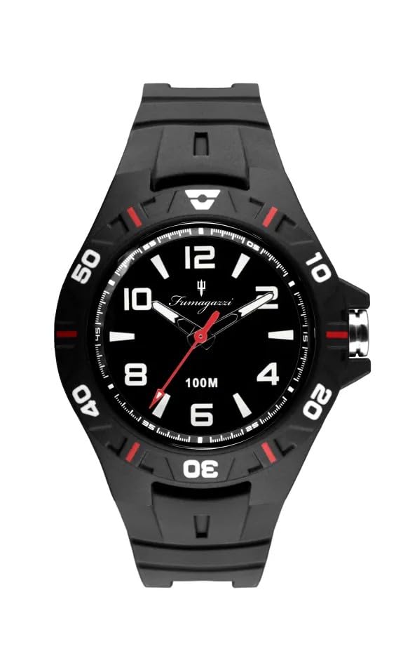 Generico FU213 Orologio da Polso Fumagazzi - Subbbaquo Nero, ø 43 mm, Cinturino in Silicone Nero, Movimento al Quarzo, Water Resistant 10 atm