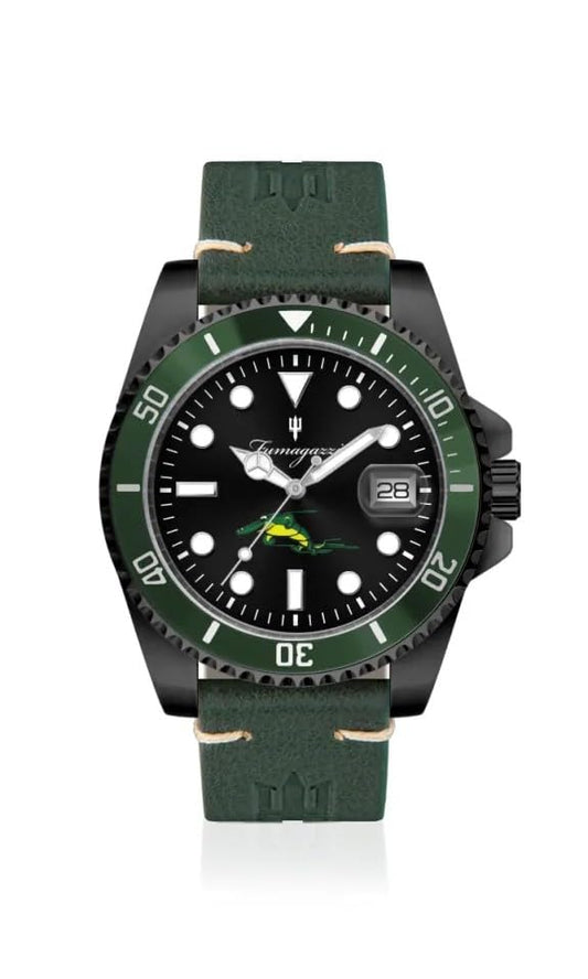 Generico FU101 Orologio da Polso Fumagazzi - El K aimano Negro, ø 40 mm, Cinturino in Vera Pella, Movimento Meccanico Automatico, Water Resistant 10 atm