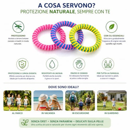 Chicco Braccialetto Natural Protettivo alla Citronella, 3 Pezzi, Colori Assortiti, Plastica, Resistente all'Acqua, dai 3 Anni