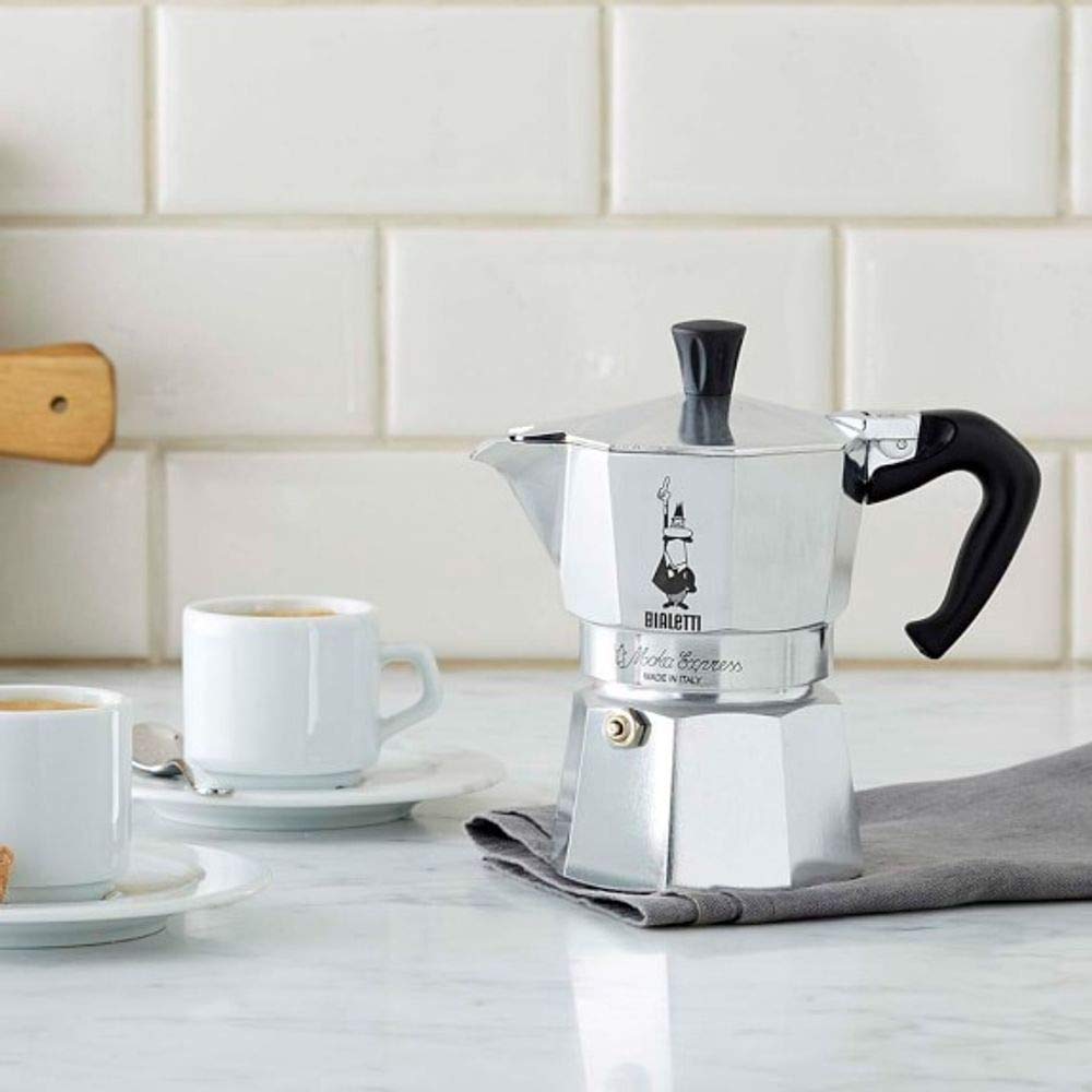 Bialetti Caffettiera Moka Express 18 Tazze, Manico anti scottatura, Non adatta a induzione, 18 Tazze (800 ml), Alluminio