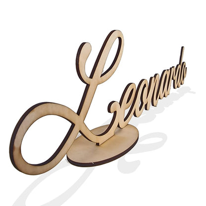Scritta in Legno Personalizzata | Nome Inciso al Laser 38 cm | Topper per Tavolo Torta, Gadget o Decorazione
