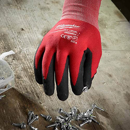 Milwaukee Guanti Resistenti Taglia L Livello 1-4932471417, Nitrile e Nylon, Rosso