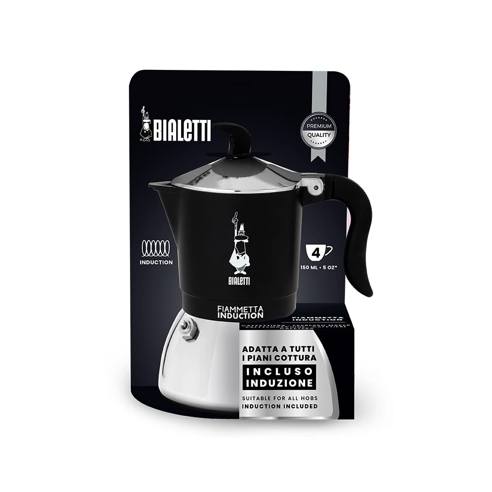 Bialetti Fiammetta Induction Caffettiera, Aluminium, Steel, Nero, 4 Tazze