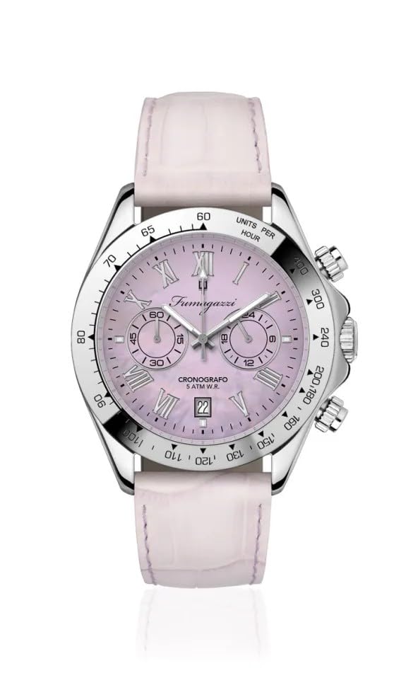 Generico FU124 Orologio da Polso Fumagazzi - MonaAmour ø 39 mm, Cinturino Vera Pelle Rosa, Movimento cronografo, Water Resistant 5 ATM