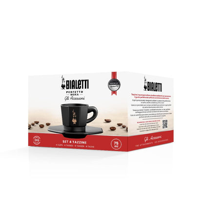 Bialetti Tazzine Ottagonali, Porcellana, Nero-Oro Rosa, 75 unità