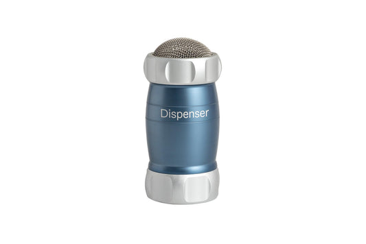 Marcato Dispenser Powder Blu, Spargi Zucchero a Velo, Alluminio Anodizzato, 10x5x5 cm, Design Elegante, Facile da Usare