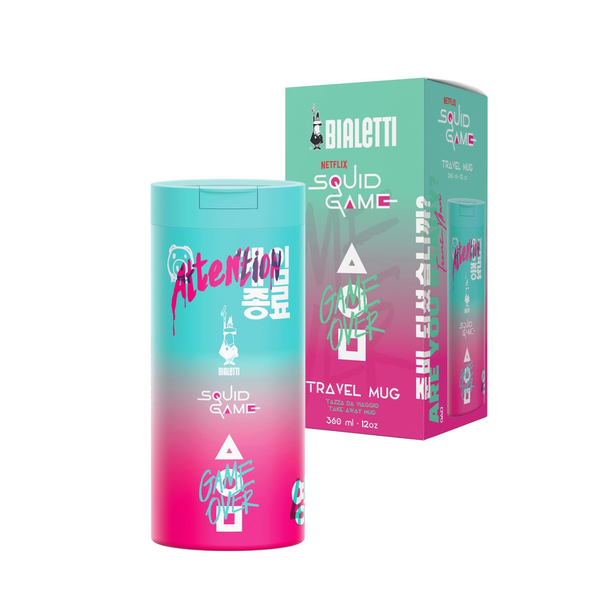 Bialetti Travel Mug Squid Game©, 360ml, Acciaio Inox, Double Wall