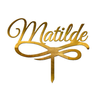 Cake Topper Nome per Torta | Targhetta Decorativa per Torte Personalizzabile in Plexiglass Specchiato, 14 cm di Larghezza