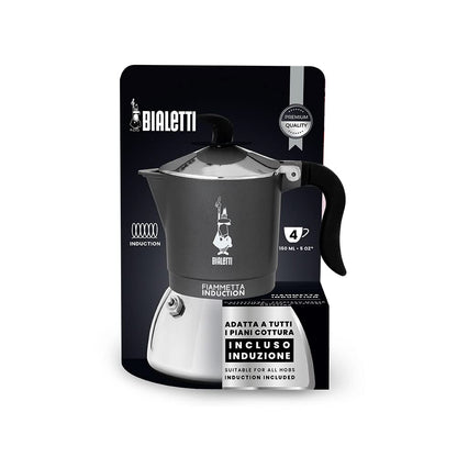 Bialetti Fiammetta Induction Caffettiera, Aluminium, Steel, Grigio, 4 Tazze