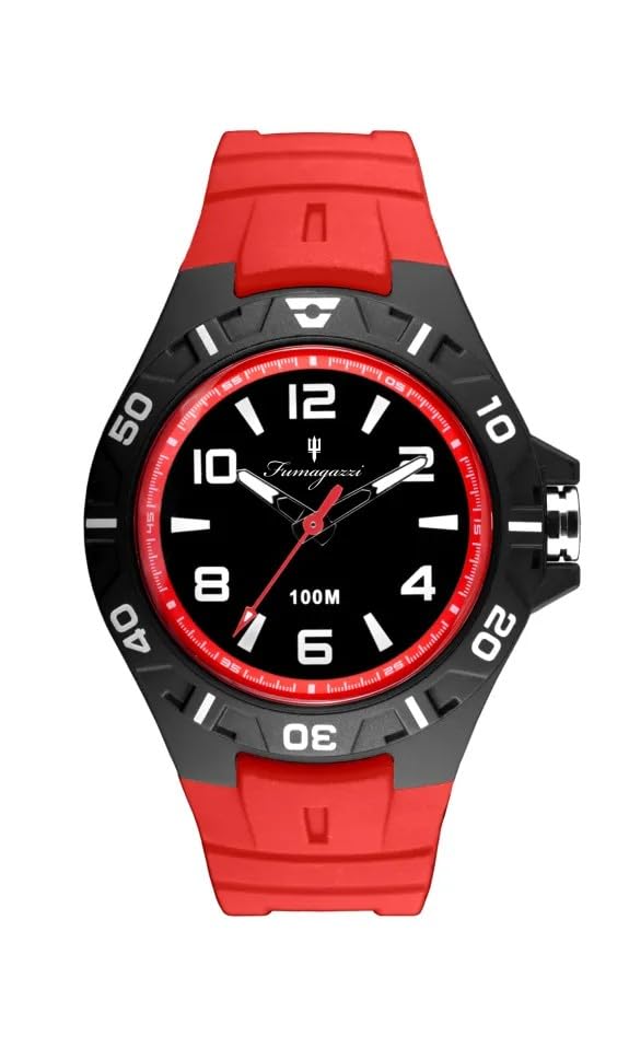 Generico FU214 Orologio da Polso Fumagazzi - Subbbaquo Rosso, ø 43 mm, Cinturino in Silicone Rosso, Movimento al Quarzo, Water Resistant 10 atm