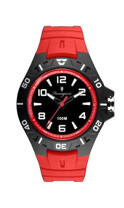 Generico FU214 Orologio da Polso Fumagazzi - Subbbaquo Rosso, ø 43 mm, Cinturino in Silicone Rosso, Movimento al Quarzo, Water Resistant 10 atm