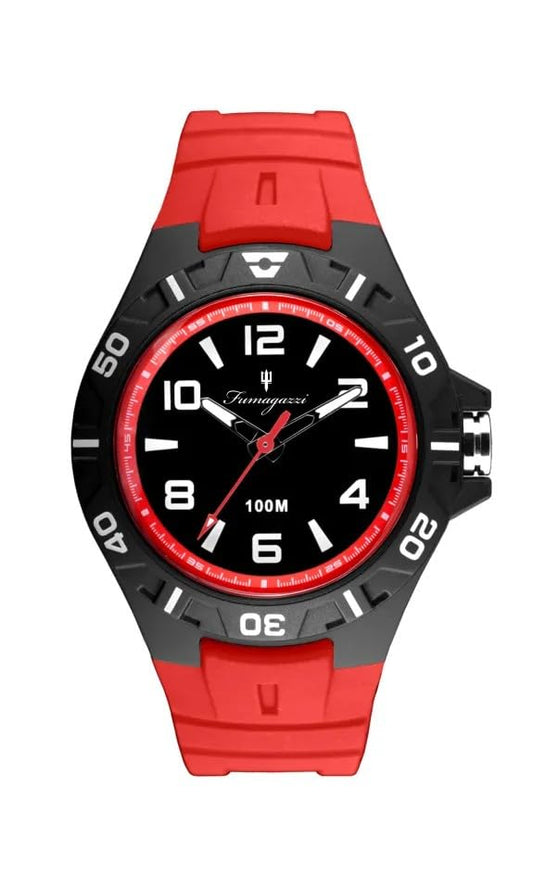 Generico FU214 Orologio da Polso Fumagazzi - Subbbaquo Rosso, ø 43 mm, Cinturino in Silicone Rosso, Movimento al Quarzo, Water Resistant 10 atm